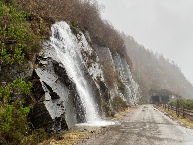 Roadside waterfall