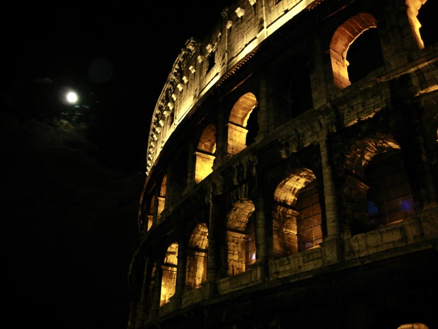 The Coliseum under a full moon