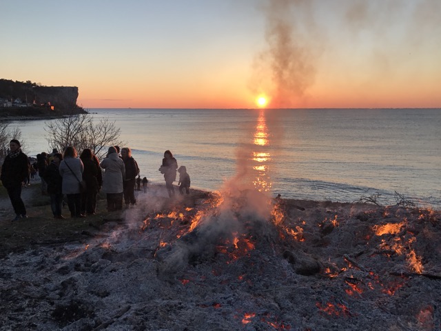 Bonfire at sunset, Gotland island, Sweden