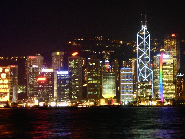 Hong Kong Harbor at night